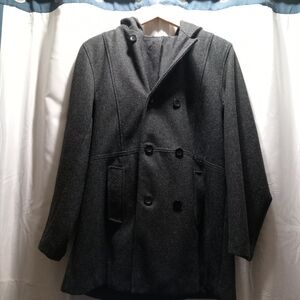 Women's Charcoal Double-Breasted Pea Coat